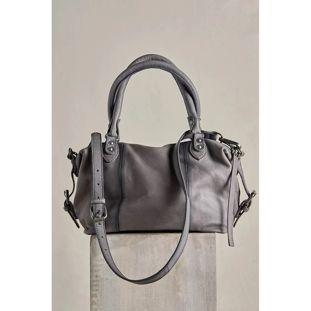 NWT We The Free Baby Emerson Tote Bag Gravel Rock Gray 100% Leather
